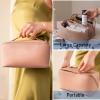 BOXTOHEART 2 Pack Portable Make Up Bag, Large Capacity Travel Cosmetic Bag, PU Leather Double-layered, Waterproof Portable Cosmetic Face Brushes Holder for Skin Care Kits Cosmetics Toiletries (Pink) view 3