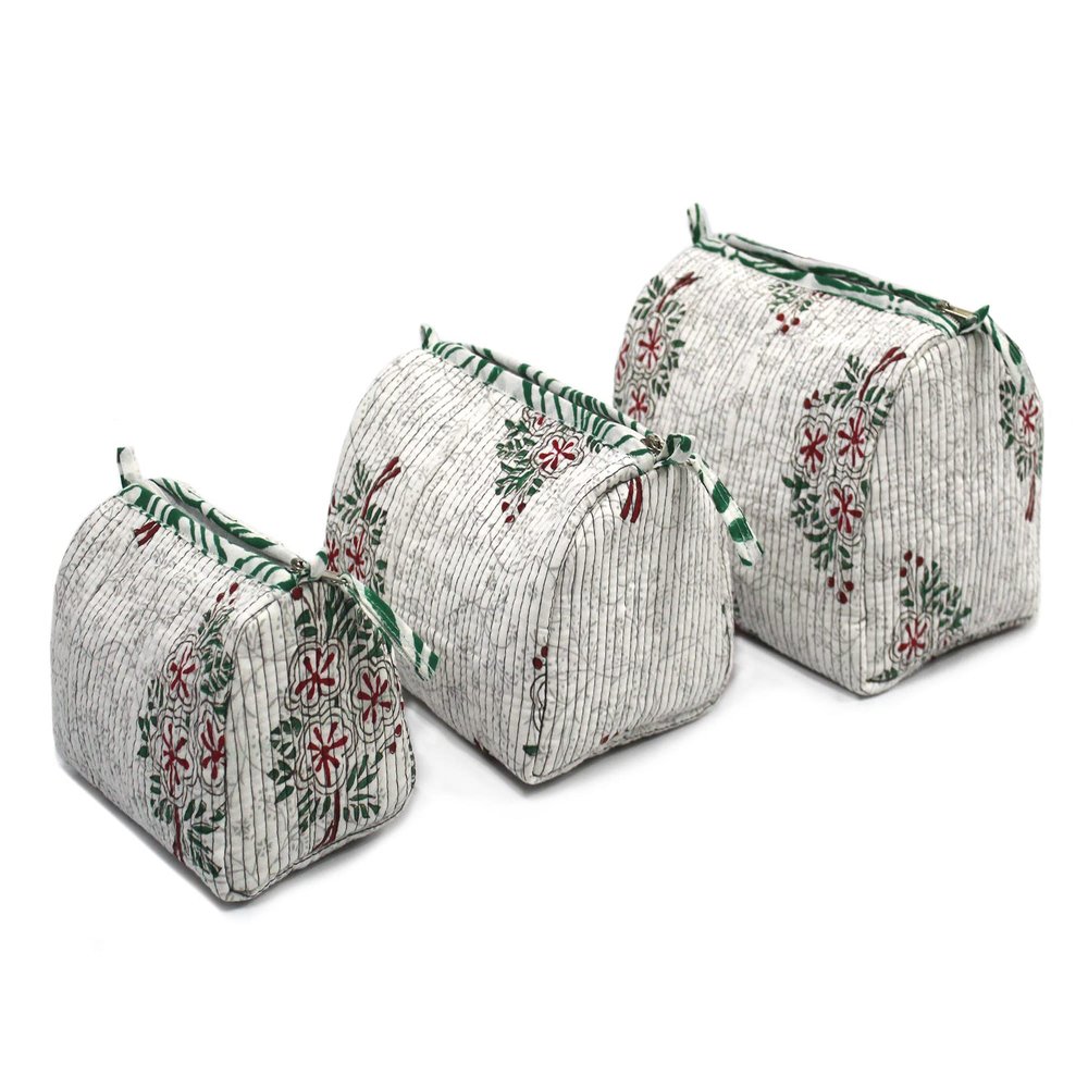 ICC accessory toiletry bag for hair products, toiletries small storage travel dopp shaving kit clipper medication bag men pouch toilet zipper bag for Women and Men (White And Green, Set of 3)