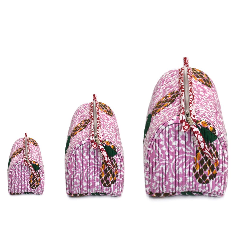 INDIAN CRAFT CASTLE ICC accessory toiletry bag for hair products, toiletries small storage travel dopp shaving kit clipper medication bag men pouch toilet zipper bag (Pink And Green, Set of 3)