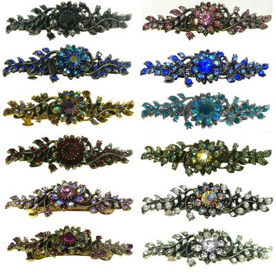 Dz Pack JCGY Mid Size Ornate Crystal Barrette Sparkly Crystals 12 Colors 5A86600-1-D1