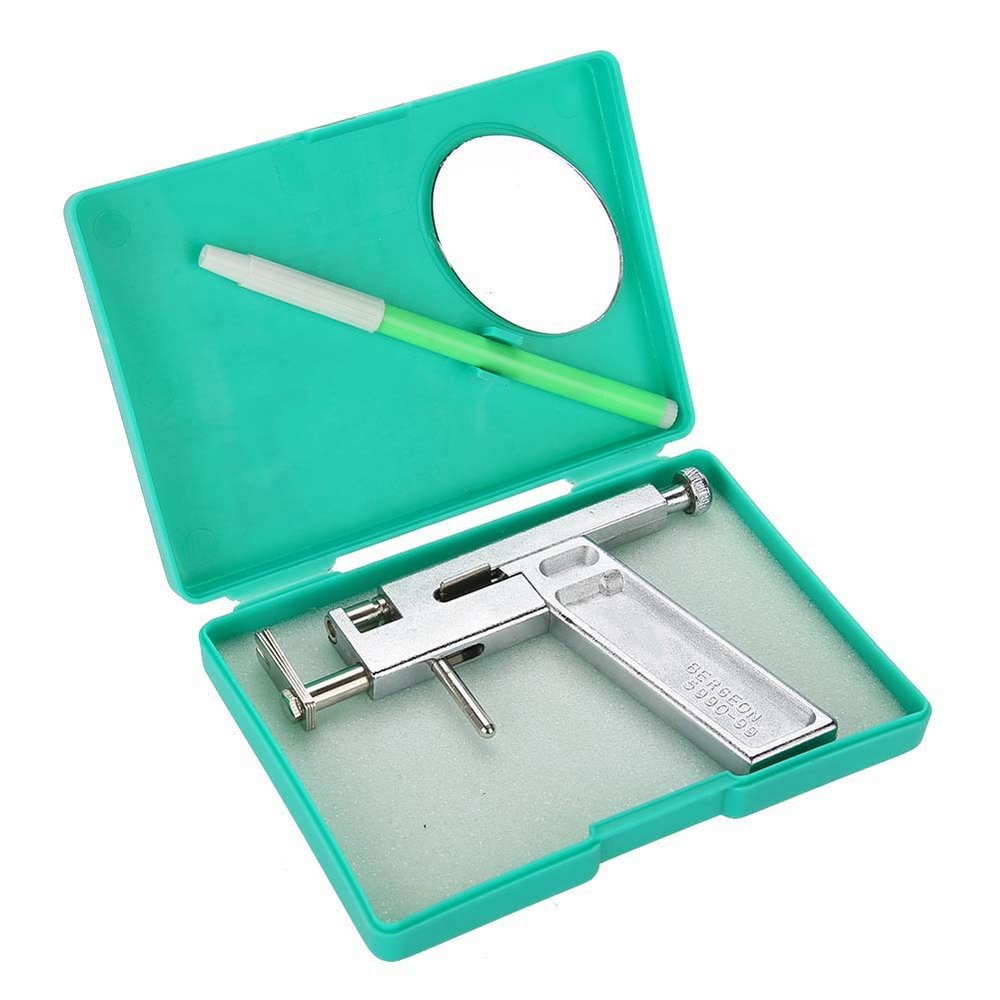 Restokki Stainless Steel Ear Piercing Gun, Ear Piercing Tool with Marker Pen Mirror, Piercing Needle Kit for Salon & Home