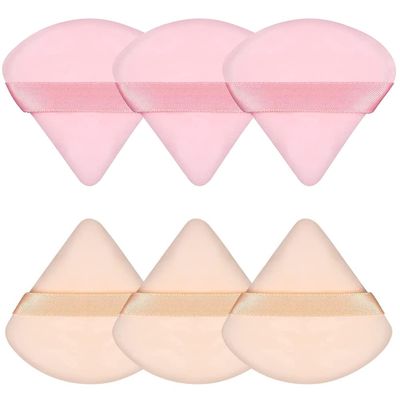 Pimoys 6 Pieces Powder Puff Face Triangle Makeup Sponge Soft Powder Puffs for Loose Powder Foundation Sponge Setting Powder Puff Makeup Tool, Stocking Stuffers Gift for Women