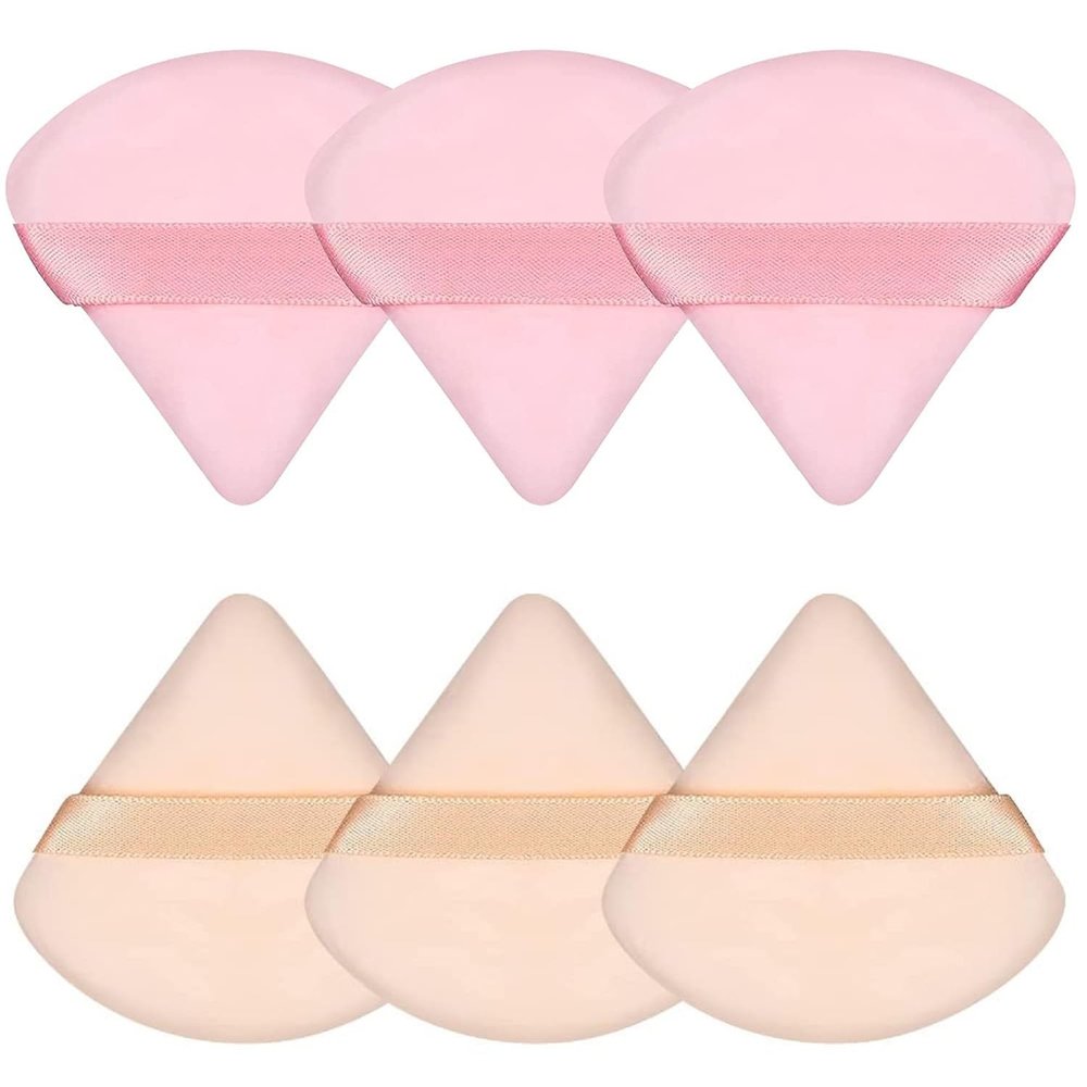 Pimoys 6 Pieces Powder Puff Face Triangle Makeup Sponge Soft Powder Puffs for Loose Powder Foundation Sponge Setting Powder Puff Makeup Tool, Stocking Stuffers Gift for Women