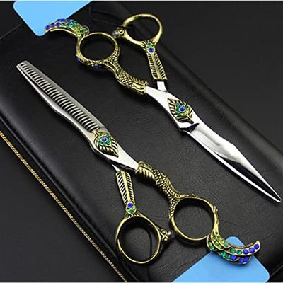 Hair Cutting Shears, 6 Inch Professional Upscale 440c Phenix Cut Hair Scissors Set Cutting Barber Makeup Thinning Shears Hairdressing Scissors (Color : Set with bag)