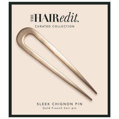 The Hair Edit Sleek Chignon French Pin, Elegant Gold Metal Hair Accessory for Buns, French Twists & Updos, Lightweight Pin for Effortless Everyday Style, Hair Pin for All Hair Types, Easy to Use