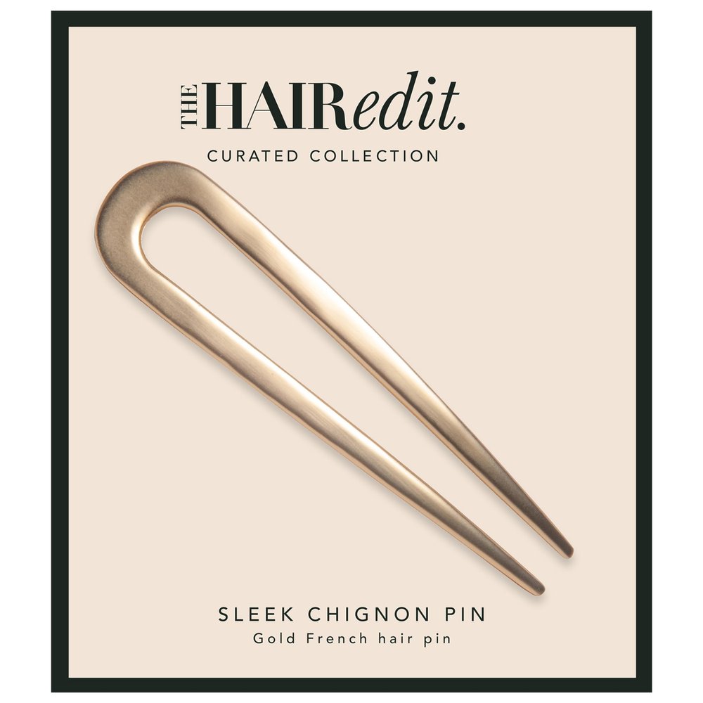 The Hair Edit Sleek Chignon French Pin, Elegant Gold Metal Hair Accessory for Buns, French Twists & Updos, Lightweight Pin for Effortless Everyday Style, Hair Pin for All Hair Types, Easy to Use