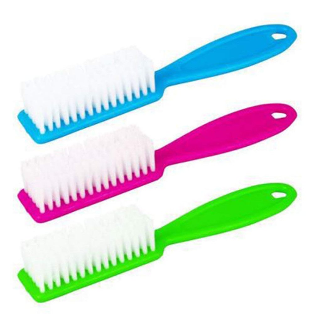 Beavorty 4pcs Handle Nail Cleaning Brush for Fingernails and Toes Plastic Scrubbing Tools Random Patterns for Nail Art and Personal Care