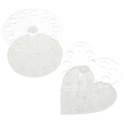 SOLUSTRE Makeup Brush Holder Acrylic Nail Brush Display Holder 2pcs Heart Shaped Nail Art Painting Pen Stand Nail Pen Stand 12 Hole Heart-Shaped Storage Display Orgnizer Makeup Brush Organizer