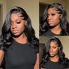 13x4 HD Transparent Body Wave Lace Front Human Hair Wig Glueless Short Bob Wig Brazilian Remy Hair With Baby Hair Pre Plucked Bleached Knots for Black Women 150% Density 14 Inch view 4