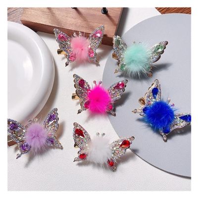 2023 New Butterfly Hair Accessories - Alloy Clips with Moving Wings and Glittering Rhinestones, Cute Hair Clips for Girls (H-6 Colors)