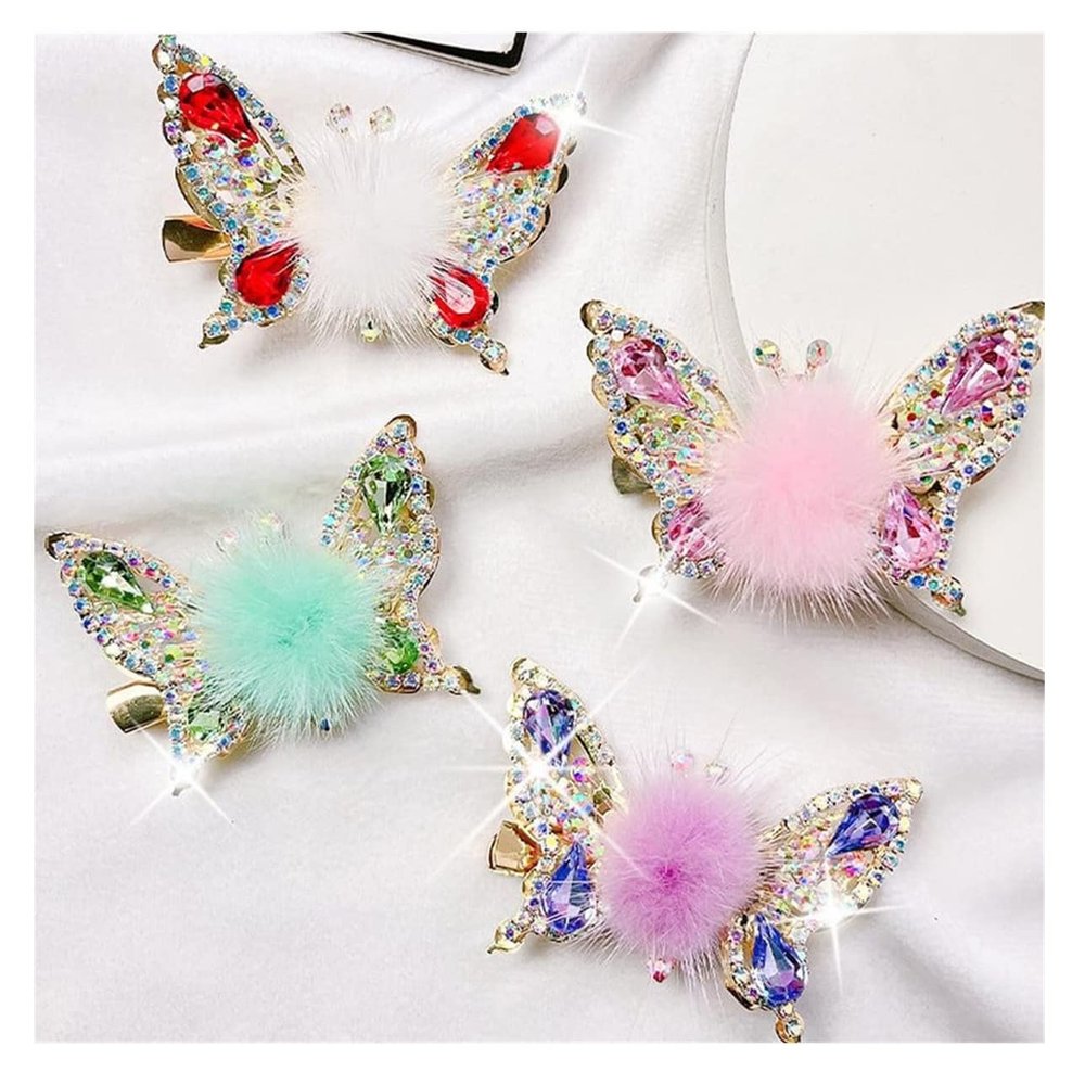2023 New Glittering Rhinestones Butterfly Hair Clips With Moving Wings - Alloy Clips, Cute Hair Accessories for Girls (G-4 Colors)