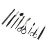 Eyebrow Grooming Kit, Safe to Use Stainless Steel Professional Eyebrow Kit 8 Pcs Strong Durable Black with Storage Bag for Travel view 3