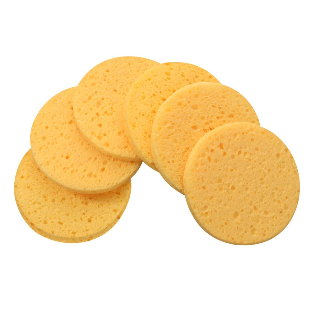 Healifty 50pcs Facial Cleansing Sponges Natural Wood Pulp Makeup Remover Pads for Face Compressed Cellulose Cleansing Tools Gentle Skin Care Round Skin-friendly
