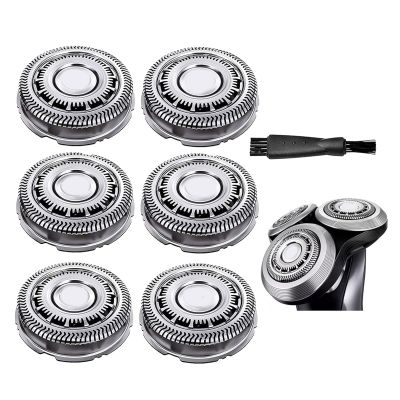 Gleway SH60 Replacement Heads Compatible with Philips Series 6000 S6xxx, S6880/81, S6810/82, S6850/85,Compatible with Norelco Shaver Cleaning Brush S6xxx Series 6Pcs with Cleaning Brush