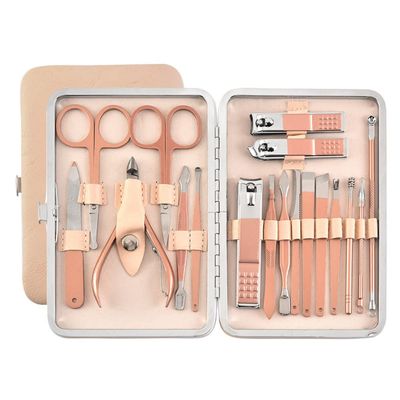 Rose gold 18-piece nail clippers and nail clippers set manicure and nail enhancement tool set fixed LOGO