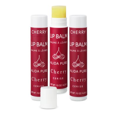 ALIDA PURE Cherry Lip Balm Collection, Vegan Set, Beeswax Free, with Organic Jojoba and Avocado Oil, Vitamin E, Natural Moisturizer for Dry, Chapped Lips, 3 Tube Set