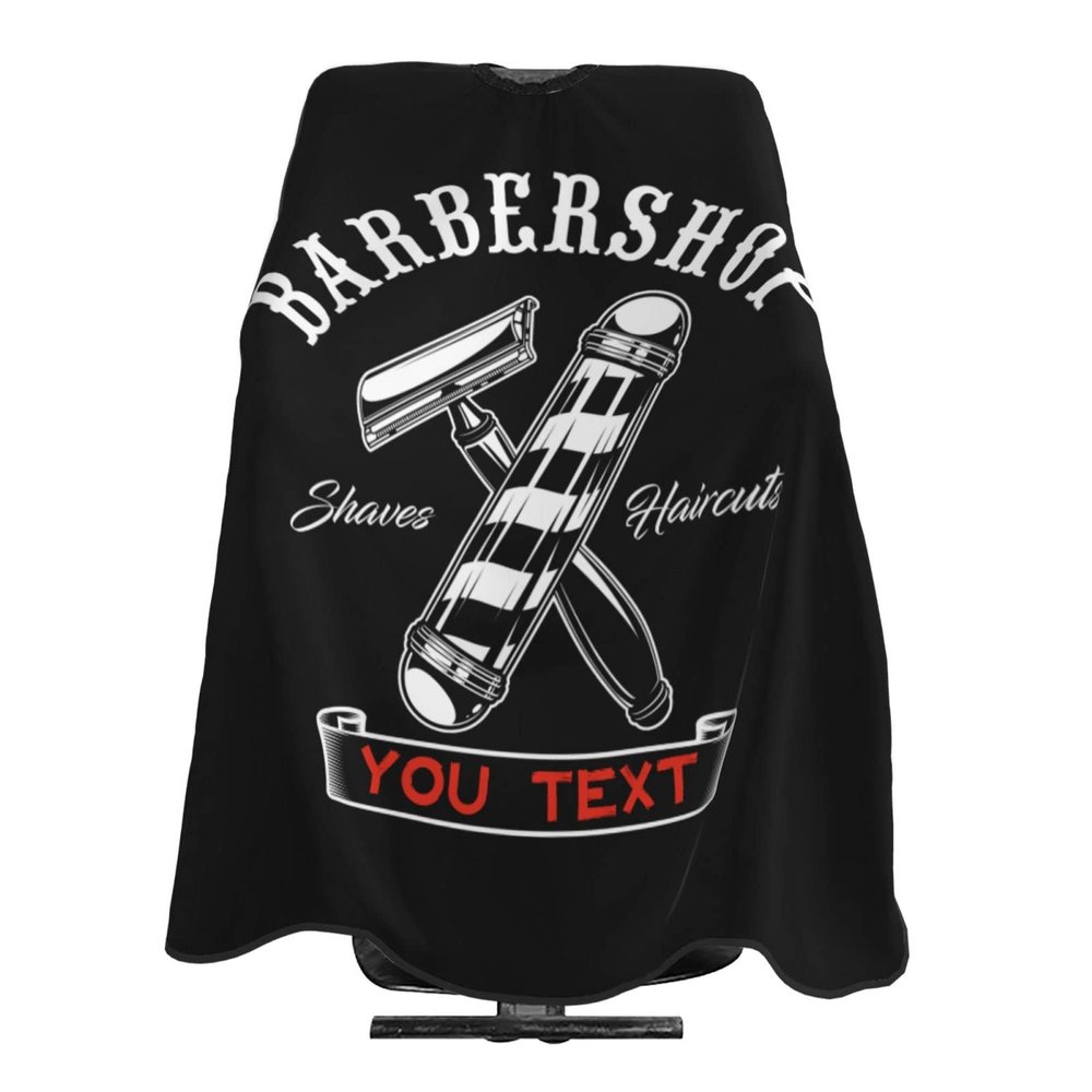 Custom Barbershop Shaves Haircut Barber Cape for Men Women, Personalized Text Logo Salon Haircut Cape, Customized Hair Cutting Cape Hairdressing Apron for Home Salon Barbershop