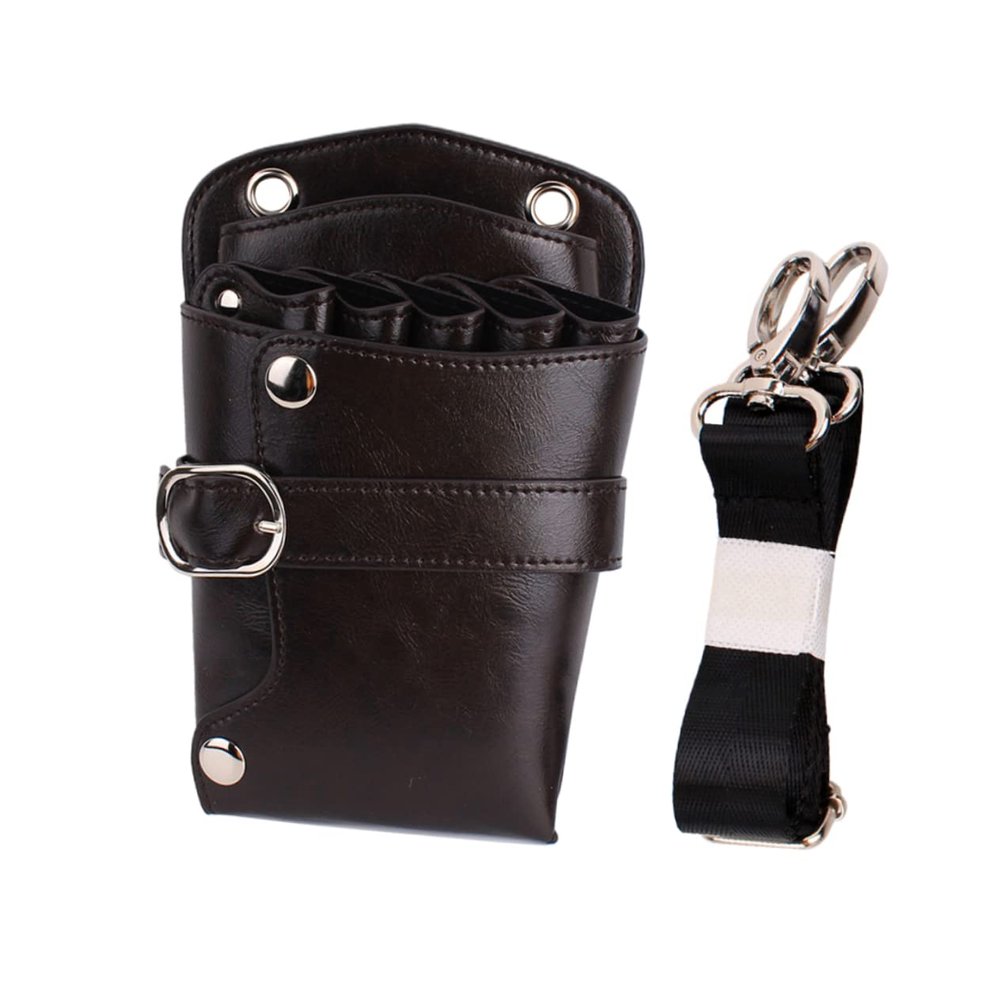 BIUDECO Professional Hairdressing Scissor Pouch Kit Pu Waist Bag for Stylists Holds Scissors Comb Wear-resistant Breathable for Barber Shops Home Use Black
