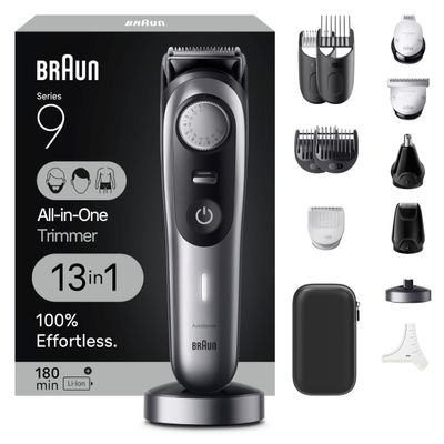 Braun Series 9 All-in-One Multi Grooming Kit for Men, 13-in-1 Beard Trimmer, Body Groomer, Hair Clipper and Manscaping for Face & Body, Holiday Gifts for Men, 9440