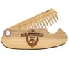 Beard Comb for Men Pocket Folding Combs for Mustache & Hair Travel Natural Wooden Comb with Real Man Engraving - Perfect for Use w/Beard Balm Oil (The Bearded Man) view 1