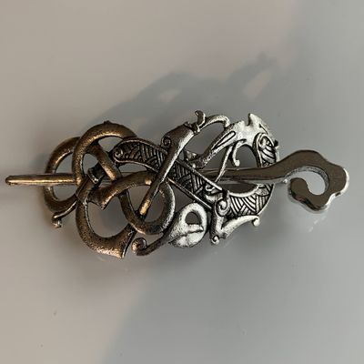 Silver hair barrette-pin