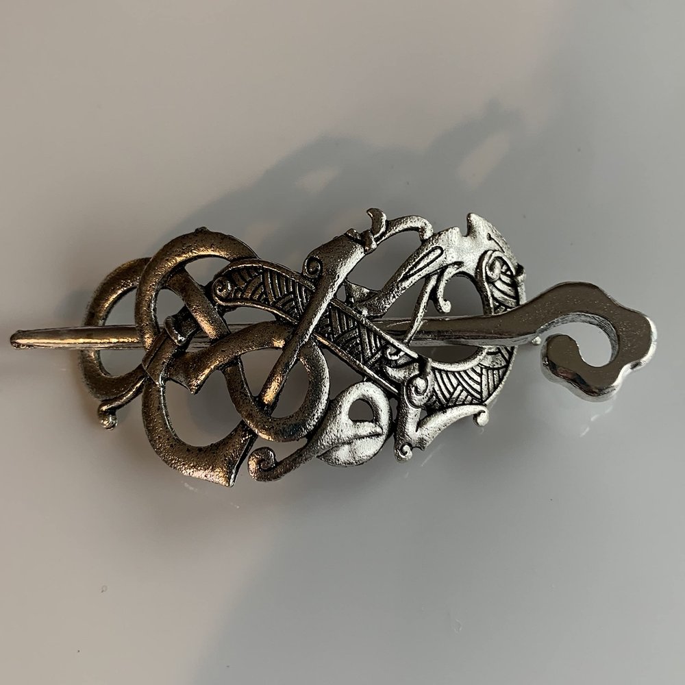 Silver hair barrette-pin