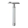 MHLE TRADITIONAL R41 Double Edge Safety Razor (Open Comb) For Men & Traditional Silvertip Badger Shaving Brush - Chrome view 2
