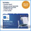 Medline Bath Combo for Caregivers, Seniors and Adults: Transfer Bench & Shower Curtain with 2-Pack Loofah for Disabled, Seniors, Elderly, Adults - 1 Ct. view 2