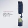Remington Trim & Fit Personal Hair Grooming Kit, 8-Length Adjustable Combs The fit into a Built-in Storage Container, Rechargeable Power, Cordless, Blue view 4
