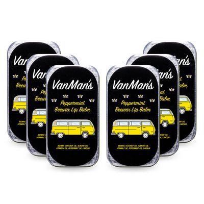 Vanmans - Handmade Peppermint Beeswax Lip Balm (6 Pack) - Peppermints Lip Balm with Rosemary, Almond and Coconut Oil - Bee Balm with Vitamin E - Peppermint Balm Ideal for Dry Lips - 2 oz