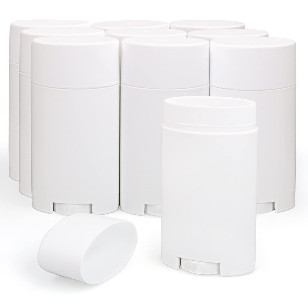 10 Pack 2.5 oz Empty Deodorant Containers,Bottom Filling,White Refillable Plastic Twist-Up Tubes Portable Containers for DIY Deodorant Stick,Lotion Bar,Sunscreen,Solid Lotion Balm-1 funnel,10 Spatulas