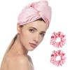 Chloven Satin Hair Towel Wrap - Satin Silk Hair Wrap for Sleeping, Large Hair Wrap Towels with Scrunchies, Anti Frizz Hair Drying Towel Wrap for Women Girls,Ultra-Fine Hair Towel Wrap for Long Hair view 1