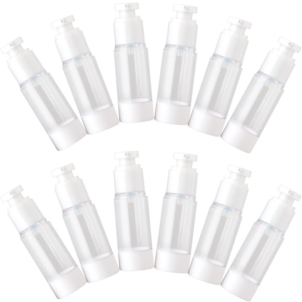 Beavorty 12pcs Airless Pump Lotion Bottles for Cream Cosmetics and Essential Oils Refillable Containers for Travel and Lightweight Design