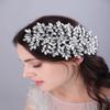 Teyglen Full Rhinestones Flower Luxurious Headband with Dainty Silver Crystals Bridal Side Hair Accessories for Women and Girls (Silver) view 1