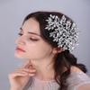 Teyglen Full Rhinestones Flower Luxurious Headband with Dainty Silver Crystals Bridal Side Hair Accessories for Women and Girls (Silver) view 2