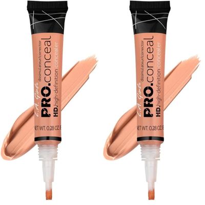 L.A. Girl HD Pro.Conceal, Peach Corrector GC994 (Pack of 2)
