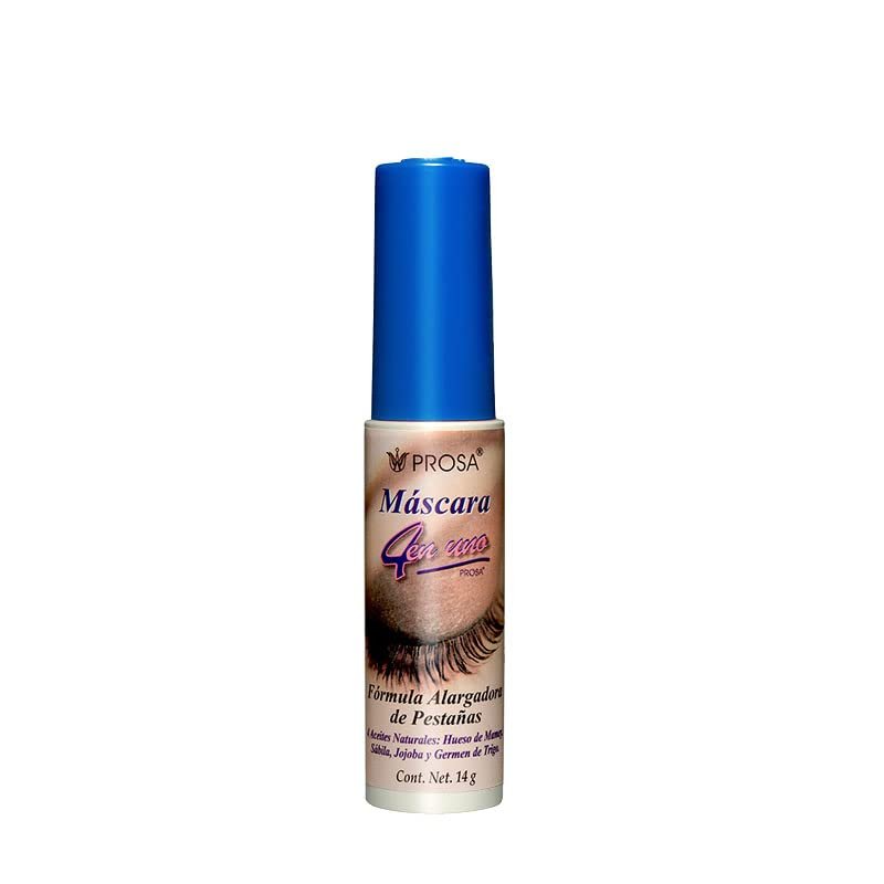 Prosa 4 en 1 Azul Mascara Formula Contra el Agua con efecto Alargador de Pestanas Color Blue Lengthening Waterproof