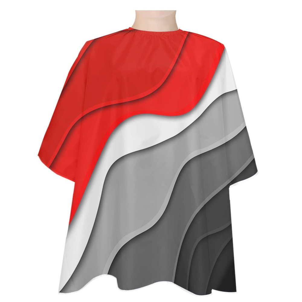 Abstract Red Barber Cape - Salon Hair Cutting Cape for Women,Men,Kids,Adults,Modern Geometric Ombre Grey White Art Haircut Cape with Elastic Neckline Hairdressing Stylist Cape Gown Accessories