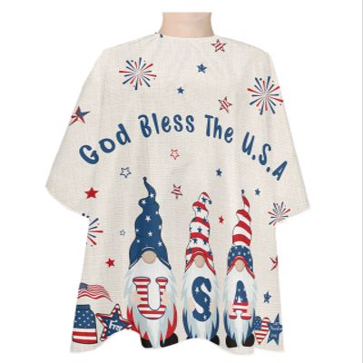 American Patriot Gnomes Flag Barber Cape - Salon Hair Cutting Cape for Women,Men,Kids,Adults,Independence Day Burlap Haircut Cape with Elastic Neckline Hairdressing Stylist Cape Gown Accessories