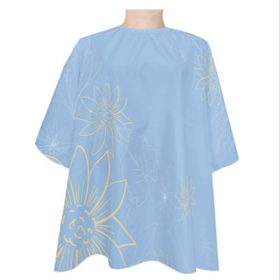 Blue Flowers Barber Cape - Salon Hair Cutting Cape for Women,Men,Kids,Adults,Modern Abstract Minimalistic Geometric Stripes Lines Haircut Cape with Elastic Neckline Hairdressing Stylist Cape Gown