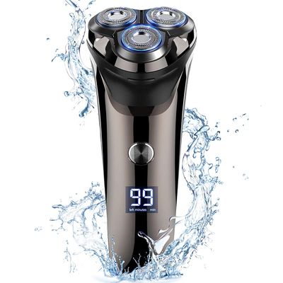 4D Electric Shaver for Men, IPX7 Waterproof Electric Razor Dry Wet Rotary Face Shaver Rechargeable Cordless Travel Beard Nose Trimmer w/ LED Display & Charging Stand & Pop Up Trimmer for Dad Husband