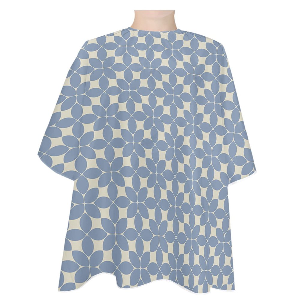 Geometric Blue Barber Cape - Salon Hair Cutting Cape for Women,Men,Kids,Adults,Modern Abstract Geometric Flower Art Haircut Cape with Elastic Neckline Hairdressing Stylist Cape Gown Accessories