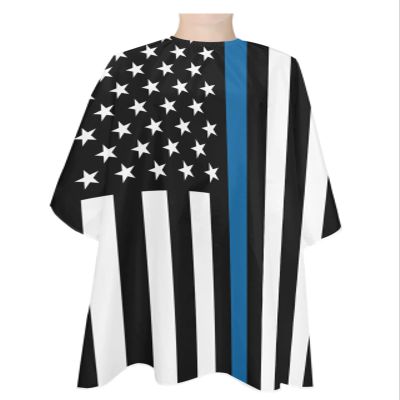 Black Blue America Law Police Flag Barber Cape - Salon Hair Cutting Cape for Women,Men,Kids,Adults,Country White Stars Haircut Cape with Elastic Neckline Hairdressing Stylist Cape Gown Accessories
