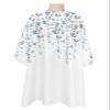 Leaves Flowers Barber Cape - Salon Hair Cutting Cape for Women, Men, Kids, Adults, Blue Grey Floral Plant White Haircut Cape with Adjustable Elastic Neckline Hairdressing Stylist Cape Gown Accessories view 1