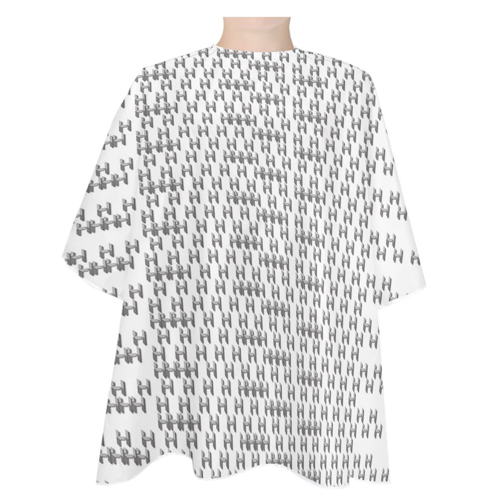 Geometric Letters Barber Cape - Salon Hair Cutting Cape for Women,Men,Kids,Adults,Grey White Abstract Minimalistic Modern Art Haircut Cape with Elastic Neckline Hairdressing Stylist Cape Gown