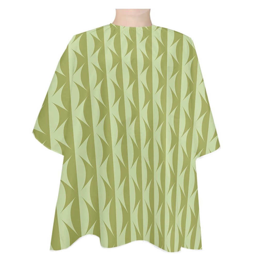 Abstract Barber Cape - Salon Hair Cutting Cape for Women,Men,Kids,Adults,Green Modern Geometric Line Minimalist Art Haircut Cape with Elastic Neckline Hairdressing Stylist Cape Gown Accessories