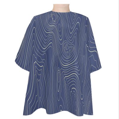 Abstract Navy Barber Cape - Salon Hair Cutting Cape for Women,Men,Kids,Adults,Blue Modern Geometric Mountain Line Art Haircut Cape with Elastic Neckline Hairdressing Stylist Cape Gown Accessories
