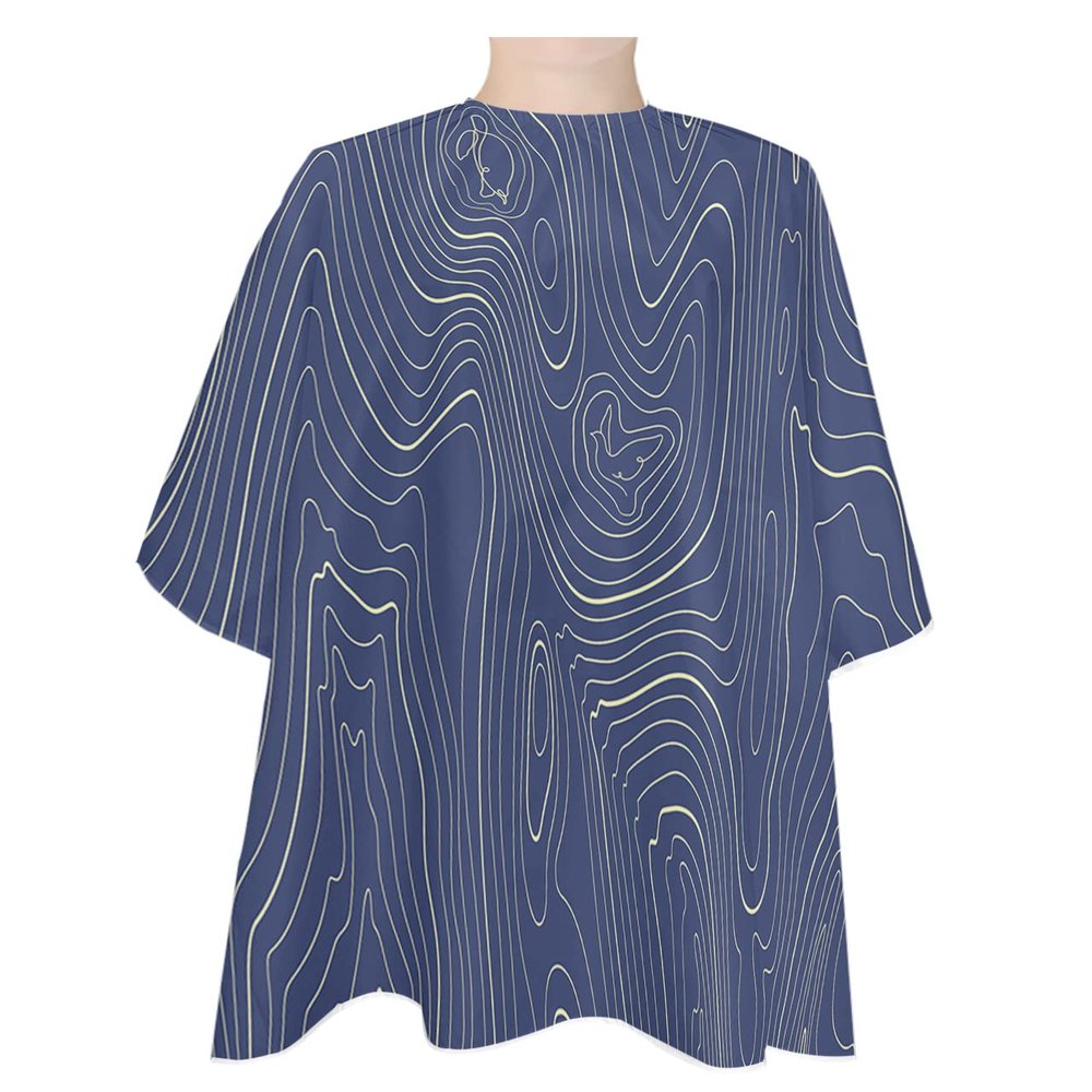 Abstract Navy Barber Cape - Salon Hair Cutting Cape for Women,Men,Kids,Adults,Blue Modern Geometric Mountain Line Art Haircut Cape with Elastic Neckline Hairdressing Stylist Cape Gown Accessories