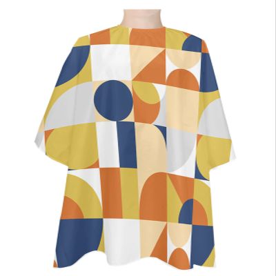 Abstract Barber Cape - Salon Hair Cutting Cape for Women,Men,Kids,Adults,Modern Geometric Vintage Circle European Haircut Cape with Elastic Neckline Hairdressing Stylist Cape Gown Accessories