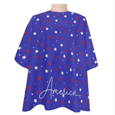 Country Star American Barber Cape - Salon Hair Cutting Cape for Women,Men,Kids,Adults,Country Rustic Blue Stars Red Haircut Cape with Elastic Neckline Hairdressing Stylist Cape Gown Accessories